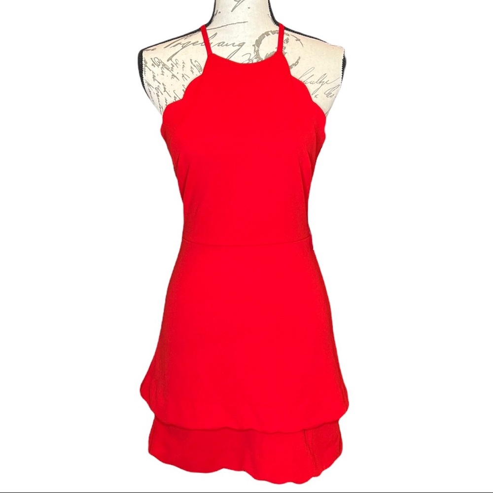 NWT B. Darlin red scallop halter dress